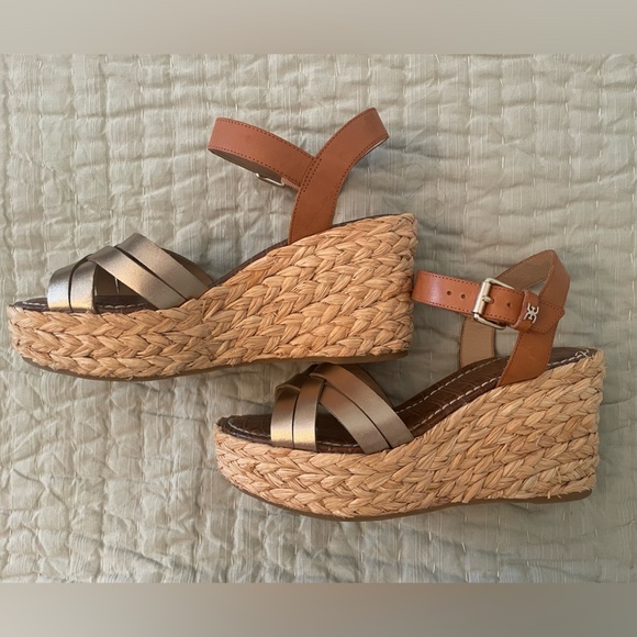 Sam Edelman Gold and Tan Platform Sandals - Picture 8 of 10